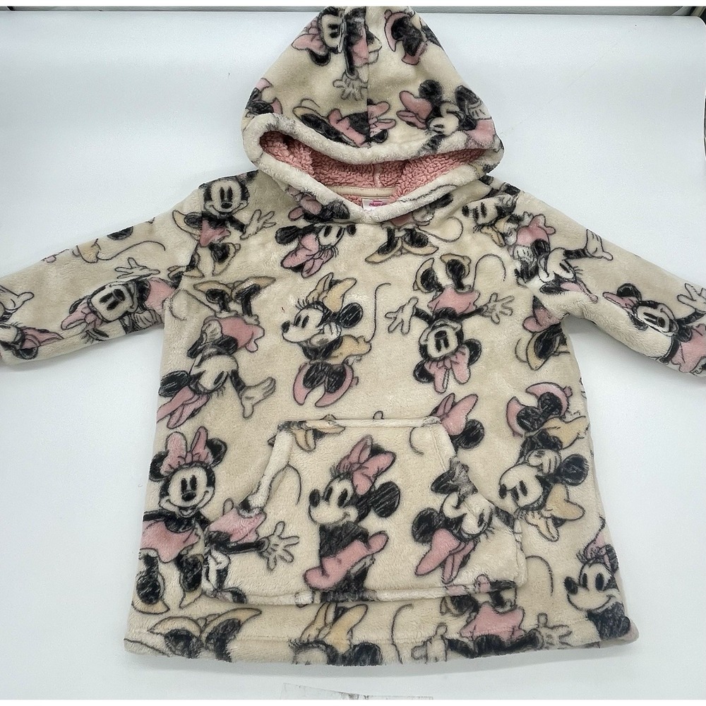Disney Mini Mouse Hoodie Sweatshirt Toddler T3 Pink Fuzzy Pocket Cute Top
